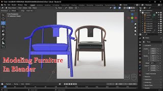 How to hard modeling Wood armchair in blender [upl. by Ahtibat]