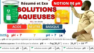 Solution aqueuseNotion de pHsolution  acidebasiqueneutre [upl. by Aksel]