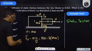 The coefficient of static friction between the two blocks is 0363  What is the minimum acceler [upl. by Tenej]