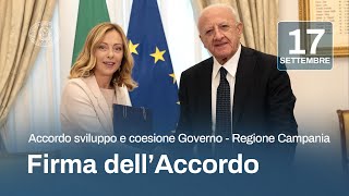 Firma dellAccordo per lo sviluppo e la coesione tra il Governo e la Regione Campania [upl. by Colner]