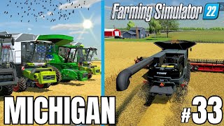 COMBINES LARGE HARVESTING Farming Simulator 22  FS 22  MICHIGAN 33 Timelapse [upl. by Joselow]