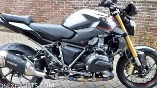 BOS Exhausts sound BMW R 1200 R Van Harten Special [upl. by Debarath]