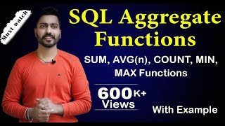 Lec67 SQL Aggregate Functions  SUM AVGn COUNT MIN MAX Functions  DBMS [upl. by Karly]