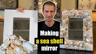 How to make a Seashell Mirror Frame  DIY shell art [upl. by Anim]