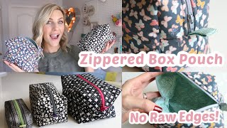 Zippered Box Pouch Sewing Tutorial No Raw Edges  3 Sizes [upl. by Danyluk523]