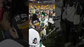 Respect 🤝 Steelers and Jets players meet up after the win steelers nfl shorts [upl. by Yllak]