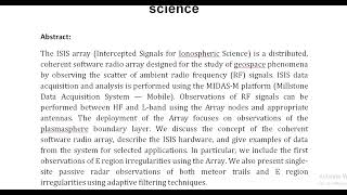 Intercepted signals for ionospheric science [upl. by Crocker32]