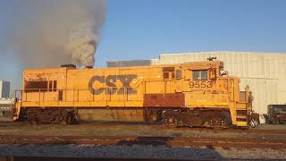 CSXT 9553 U23B 32 degree cold start video [upl. by Dreda]