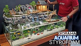 How to Make a Mini Waterfall Garden Valley Japanese House Diorama for Aquarium Decoration [upl. by Anoif]