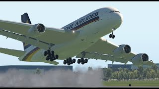 Very Low Turbulent Approach Dangerous Landing of SIngapore Airlines Boeing 747 at Florid INT Airport [upl. by Ainattirb]