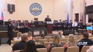 Several Erie fire department members celebrate new promotions [upl. by Meekar209]