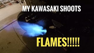 my kawasaki shoots FLAMES [upl. by Ahseyt]