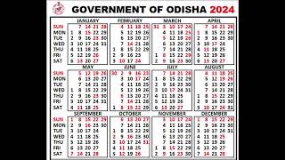 2024 Odisha govt calendar for all [upl. by Aryahay]