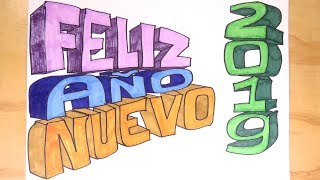 Aprende a dibujar un Feliz Año Nuevo 2019 [upl. by Eseerahs]