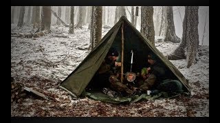 Pernotto bushcraft invernale con tenda e stufa  Overnight with tent and Gstove  ITA [upl. by Eart]