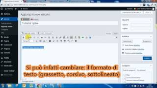 Tutorial WordPress Come creare un articolo e scrivere un testo [upl. by Leiria]