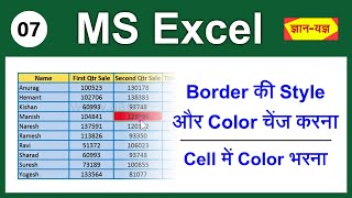 Add Border in Excel  Change Border amp Border Color in MS Excel  Excel Home TabFill Color in Cell7 [upl. by Elly]