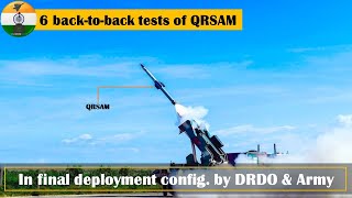 Six back to back tests of QRSAM missile in final deployment configuration by DRDO amp Indian Army [upl. by Atiekal]