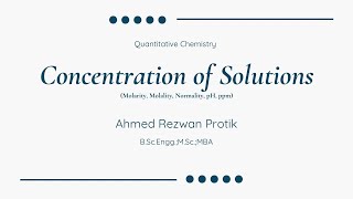 HSC Chemistry 2nd Paper Quantitative Chemistry Concentration of Solutions [upl. by Sirtemed761]