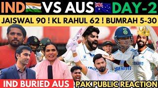 OMG 😱 IND 218 LEADS AGAINST AUS DAY2 1st TEST  JAISWAL 90 KL RAHUL 63quot BHOOM BHOOM BHUMRAH 5W [upl. by Pernas]