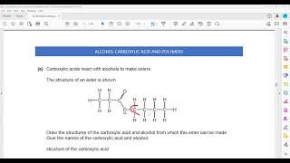 Exercise Alcohol Carboxylic Acid Polymerisation Question 13 to 20 Cambridge IGCSE Lesson 69c [upl. by Riedel104]