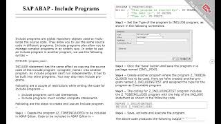 SAP ABAP Include Programs [upl. by Einnim689]