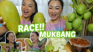 GIANT Mangos amp Sour Mangos RACE Mukbang SAS ASMR vs NE Lets Eat [upl. by Danyluk]