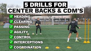 5 Drills For Center Defenders And CDMs Soccer training for defenders and midfielders [upl. by Richey]