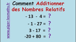 Addition des Nombres Relatifs  Pigerlesmaths [upl. by Hoffer884]