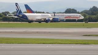 JET2 B757 TAKEOFF ONE OF THE LAST TO STILL WITHIN THE COMPANT MANCHESTER AIRPORT [upl. by Nyrak102]