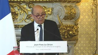 Boycott des JO de Pékin quotcette question doit être traitée en Européensquot dit Le Drian  AFP Extrait [upl. by Coughlin198]