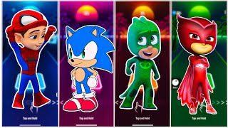 Catboy 🆚 Owlette 🆚 Gekko 🆚 Romeo  PJ Masks  Tiles Hop EDM Rush [upl. by Aihsined]