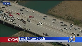 Small Plane Crashes On 5 Freeway In San Diego [upl. by Nirahs]