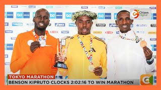 Benson Kipruto clocks 20216 to win Tokyo marathon as Kipchoge finishes in 10th position [upl. by Okimuy]