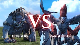 WARHAMMER III Total War  Gorgers VS Vargheists [upl. by Rabbaj]