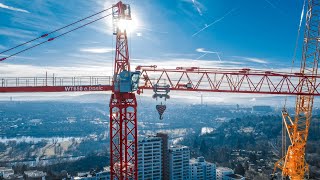 Baukranmontage in Stuttgart  WIESBAUER Liebherr LTM1750 [upl. by Hester]