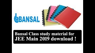 Bansal Class study material for JEE Main download [upl. by Rodrigo254]