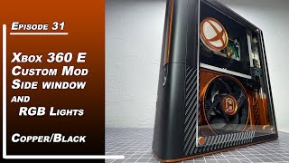 Xbox 360 E Transformation  Copper and Black  Window mod and rgb lights [upl. by Ninel156]