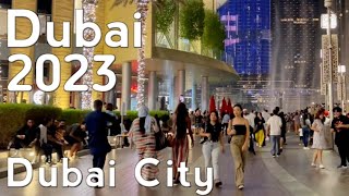 Dubai Burj Khalifa Night City Center Walking Tour 4K  United Arab Emirates 🇦🇪 [upl. by Babita]