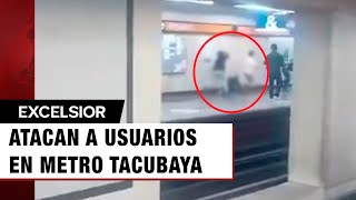 Momento exacto del ataque a usuarios en Metro Tacubaya CDMX [upl. by Suravaj]