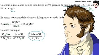 Calcular la 𝐦𝐨𝐥𝐚𝐥𝐢𝐝𝐚𝐝 de 95 g HNO3 en 25 L de agua 𝐟𝐚𝐜𝐭𝐨𝐫 𝐝𝐞 𝐜𝐨𝐧𝐯𝐞𝐫𝐬𝐢ó𝐧 [upl. by Ethelstan]