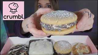 ASMR Crumbl Cookie Review  CINNAMON SQUARE amp CANNOLI  Most Creative Cookies Ever Whispered Eating [upl. by Estrin361]