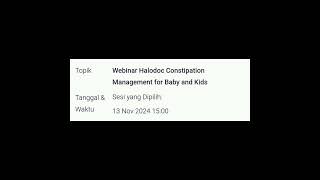 Webinar Halodoc Constipation Management for Baby and Kids [upl. by Hogen]