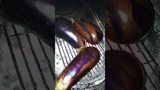 Aubergine eggplant BBQ slow cooked on charcoal [upl. by Tomaso]