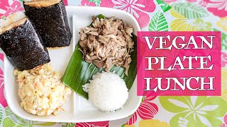 Easy Vegan HawaiianStyle Plate Lunch  Kalua Jackfruit  Mac Salad  Tofu Musubi  Instant Pot Rice [upl. by Gaige977]