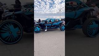 Blue SideBySide on 28’s DUB Blessed Floaters At Midwest Fest Carshow [upl. by Vevay]