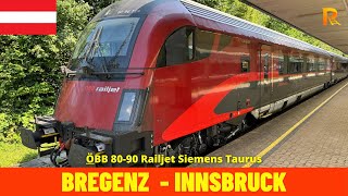 Cab Ride Bregenz  Innsbruck Austrian Federal Railways ÖBB Austria train drivers view 4K [upl. by Aksehcnarf485]