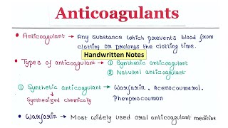 Anticoagulants  Natural and Synthetic  Structure and function  Handwritten notes [upl. by Lucy]