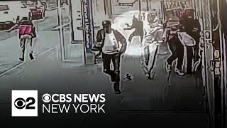 Surveillance video shows dozens running from Brooklyn shooting [upl. by Faxun949]