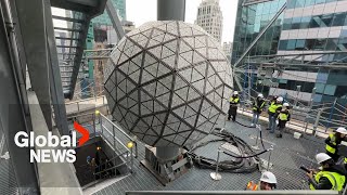 New Year’s Eve Waterford crystal panels installed on Times Square ball [upl. by Ettenel]